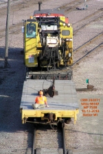 Unusual hood ornament for this flat as they work their way down the east side of Butler Yard